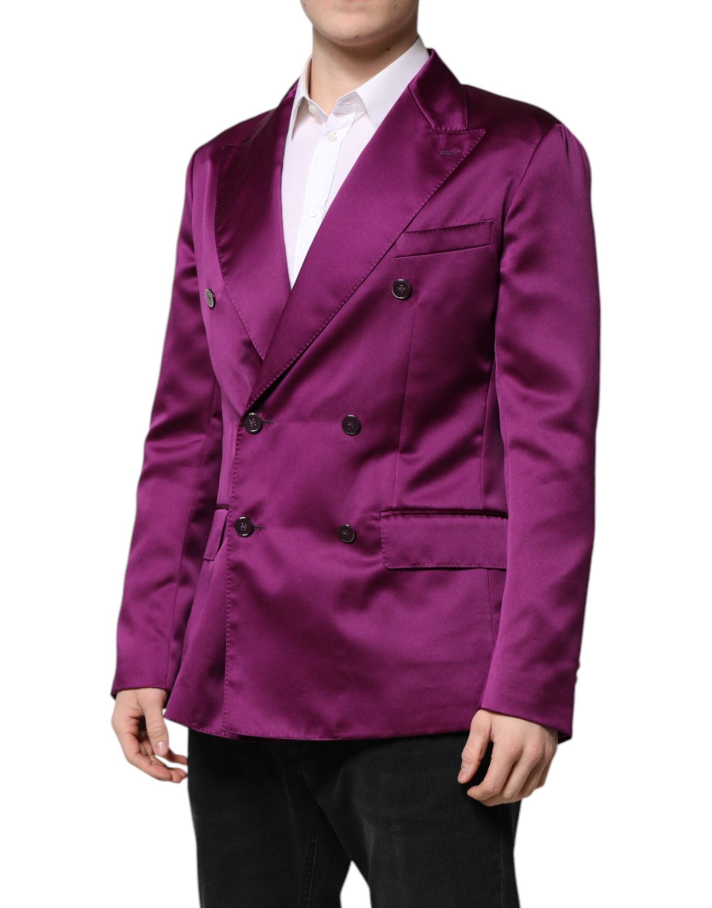 Dolce & Gabbana Purple Double Breasted Men Suit Coat Blazer
