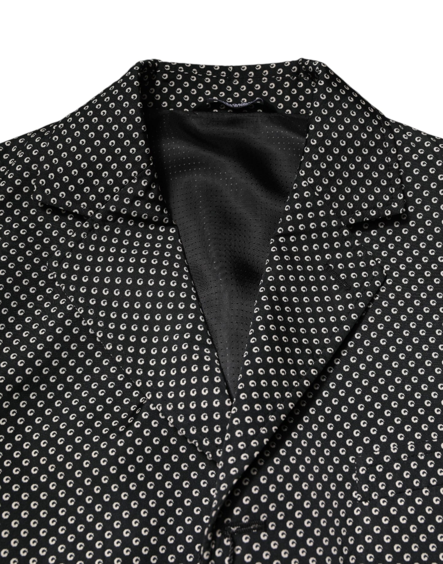 Dolce & Gabbana Black White Patterned Men Suit Coat Blazer