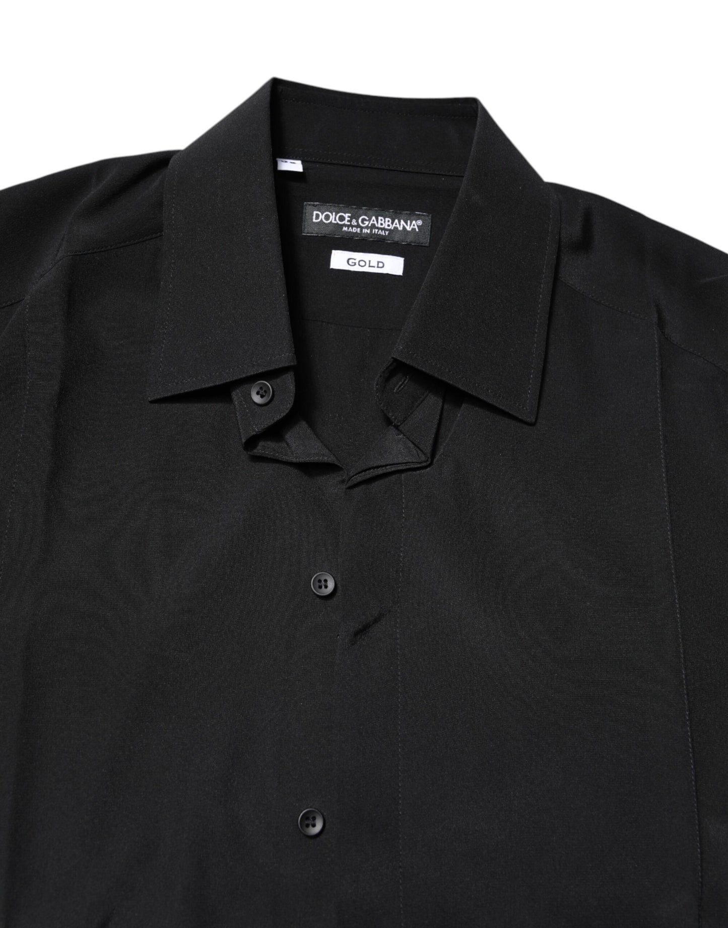 Dolce & Gabbana Black Silk GOLD Long Sleeves Dress Shirt