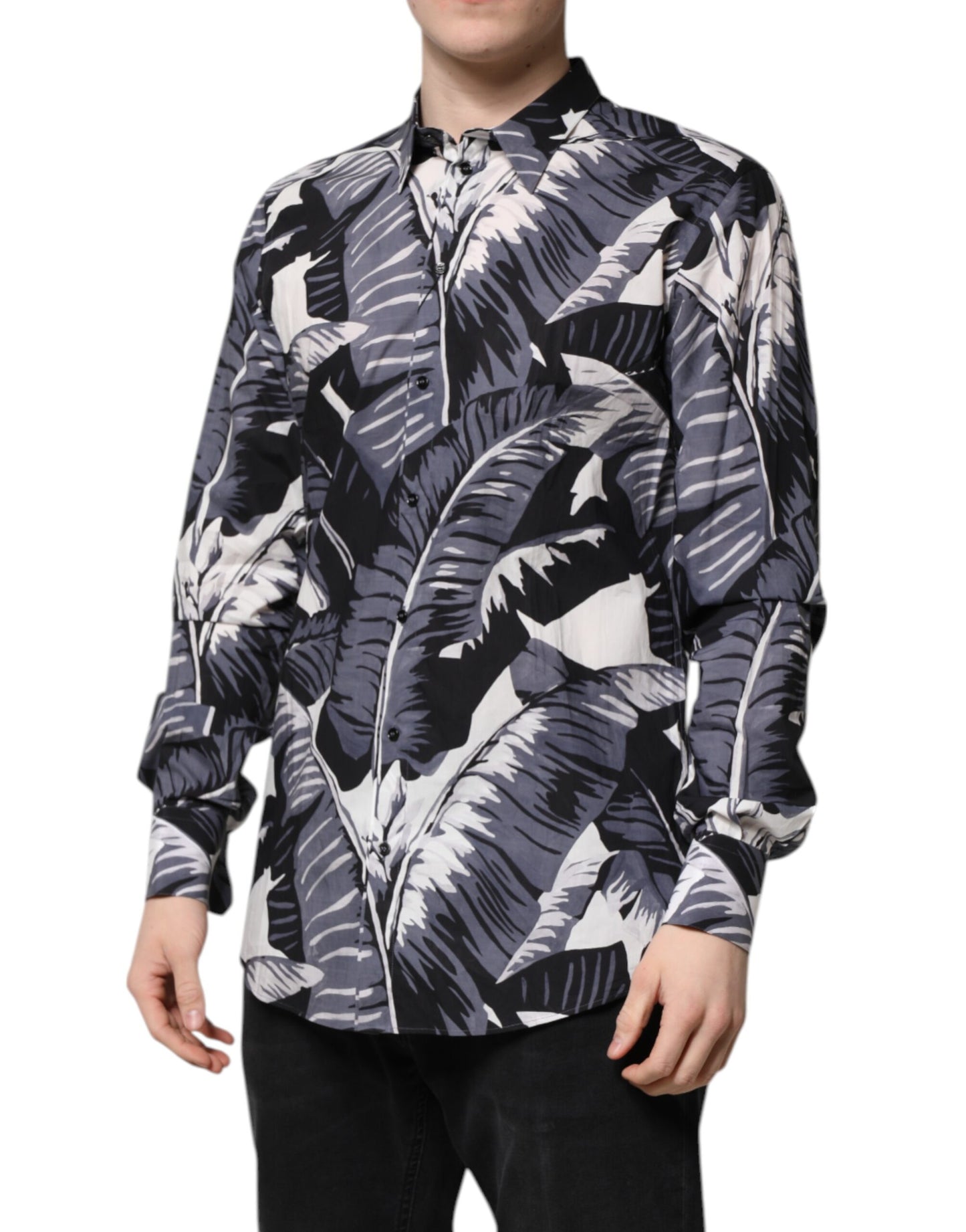 Dolce & Gabbana Multicolor GOLD Cotton Banana Leaf Print Shirt