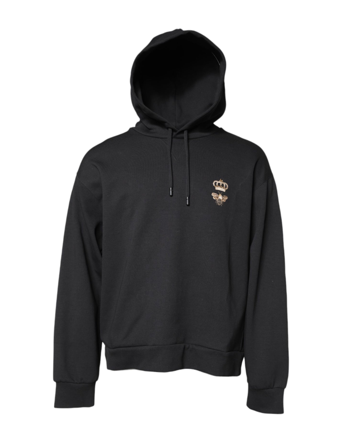 Black Bee Crown Embroidery Hooded Sweater