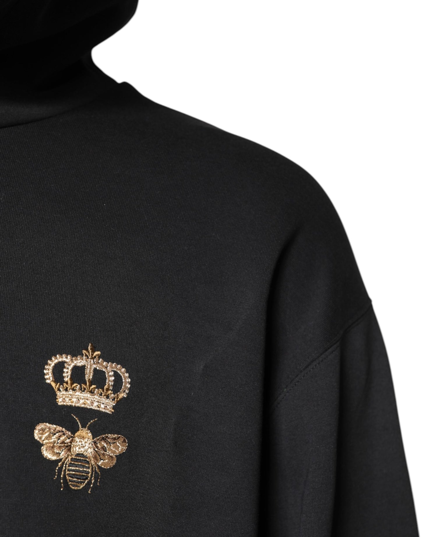 Black Bee Crown Embroidery Hooded Sweater