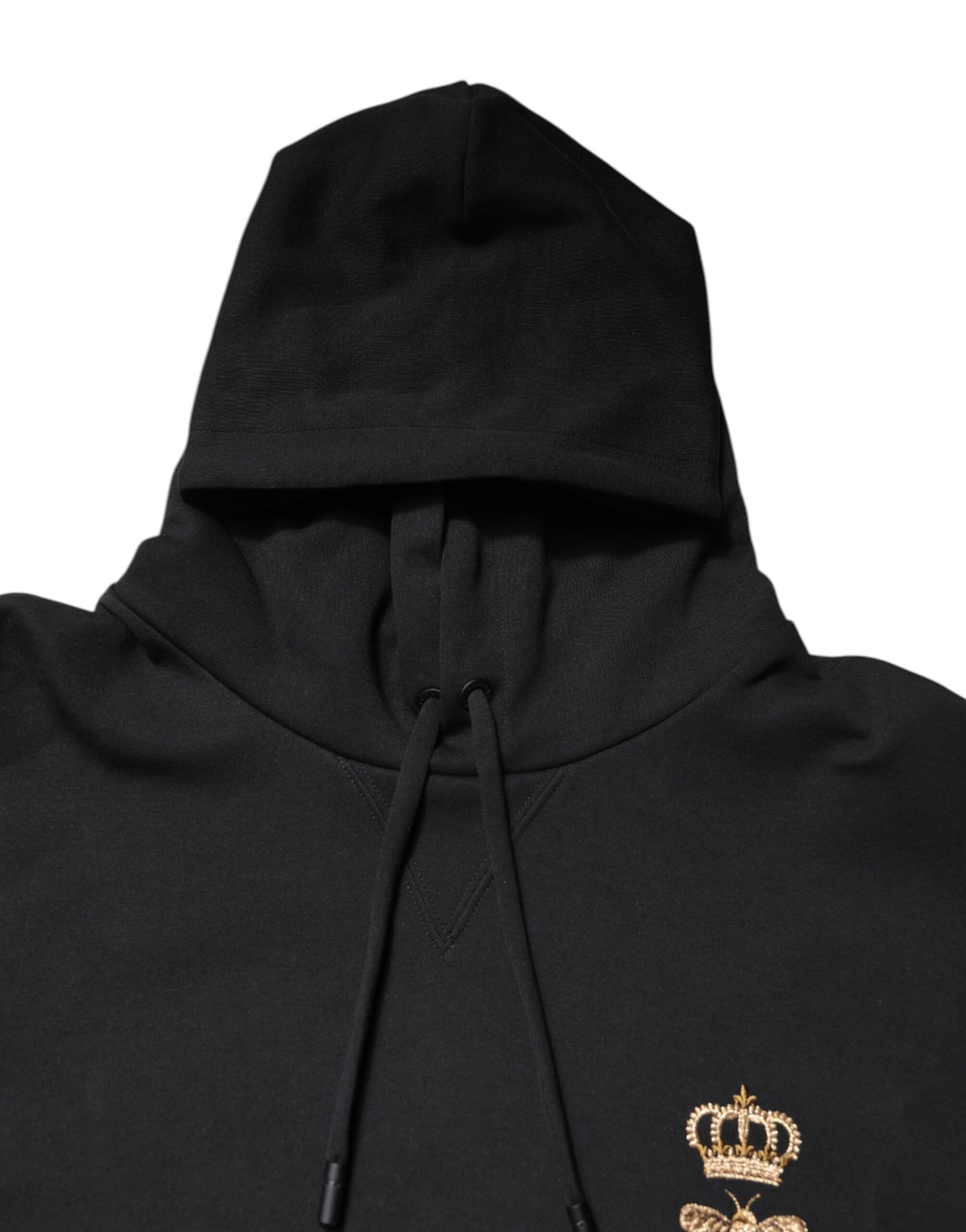 Black Bee Crown Embroidery Hooded Sweater