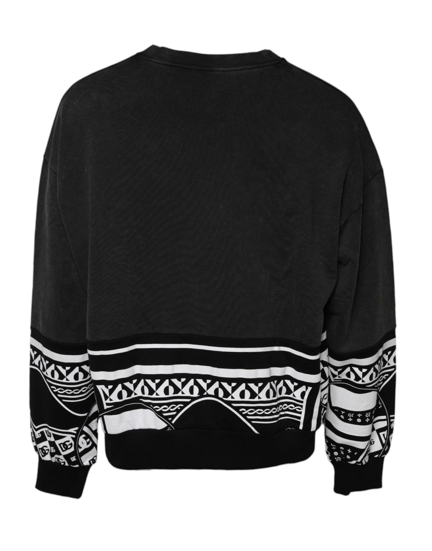Black Cotton Logo Printed Pullover Sweater