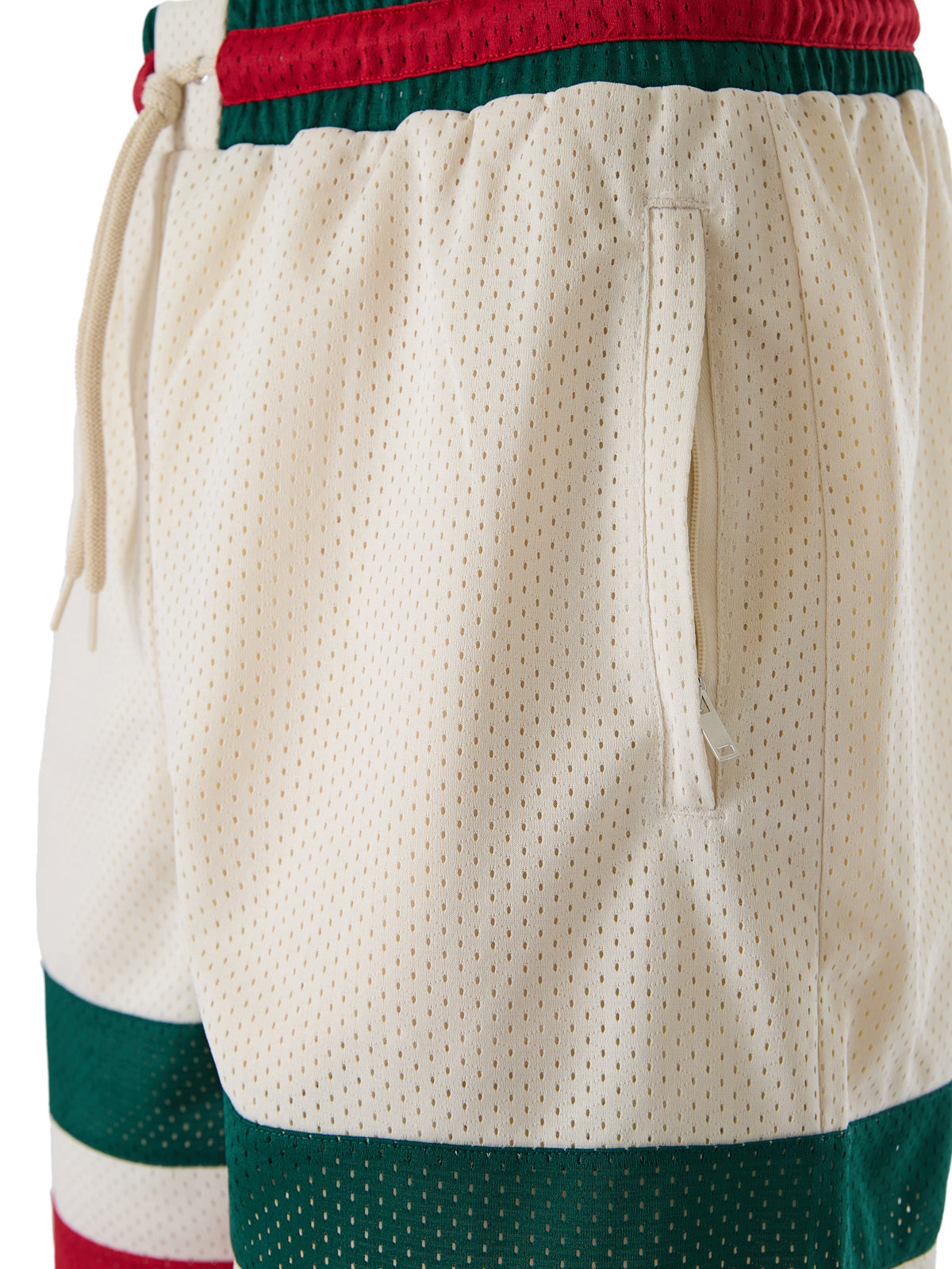 Cream polyester  Logo Shorts