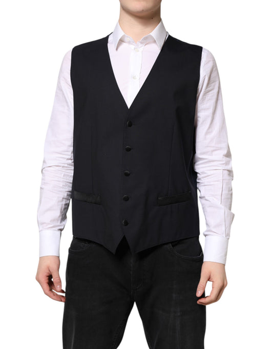 Black Wool Waistcoat Dress Formal Vest