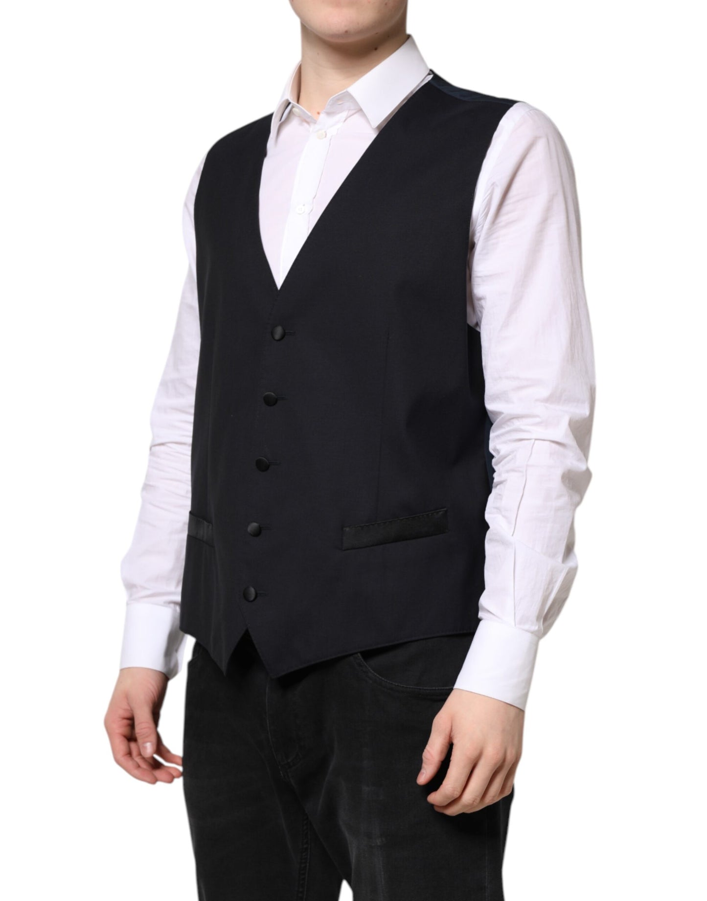 Black Wool Waistcoat Dress Formal Vest
