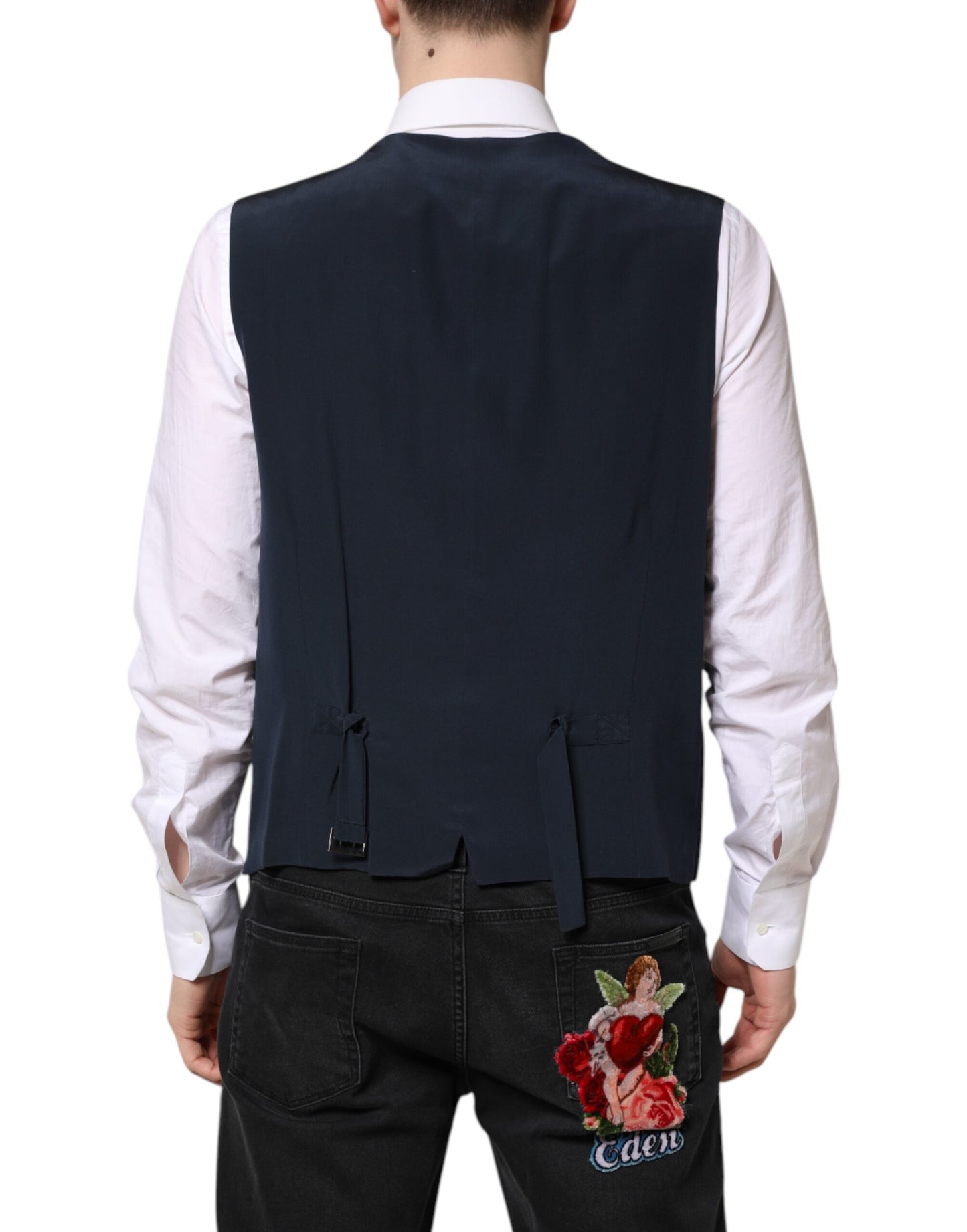Black Wool Waistcoat Dress Formal Vest