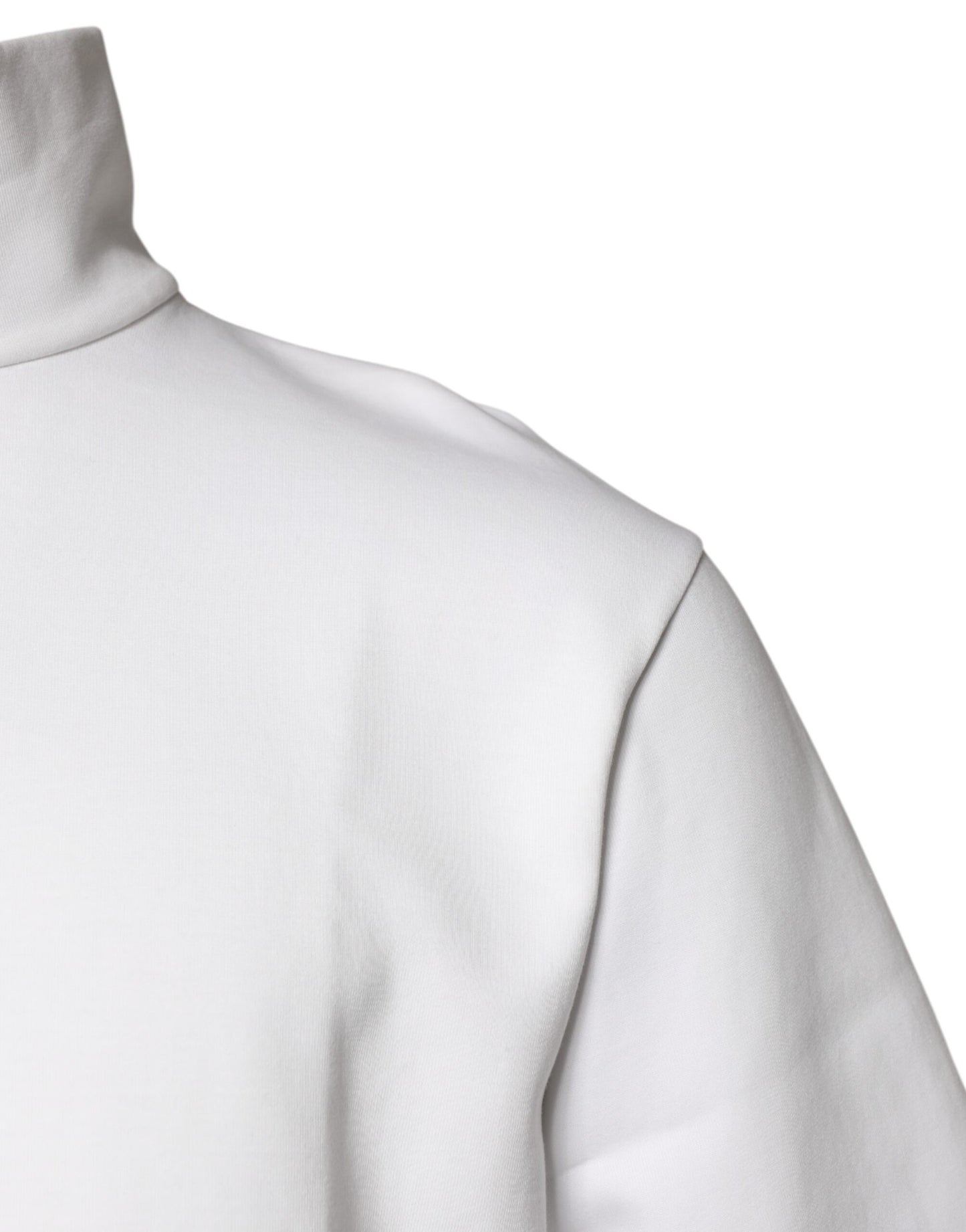 Dolce & Gabbana White Cotton Turtleneck DG Applique T-shirt