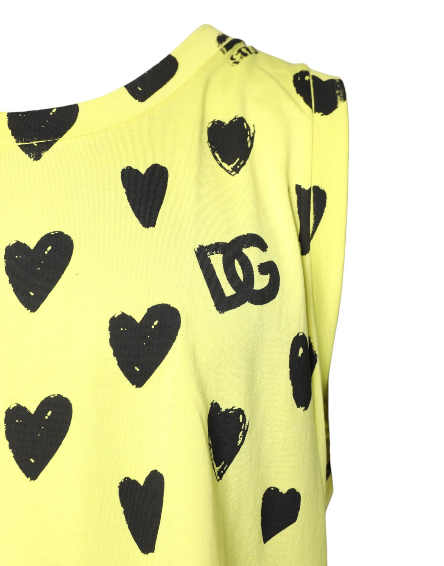 Yellow Cotton Sleeveless DG Heart T-shirt