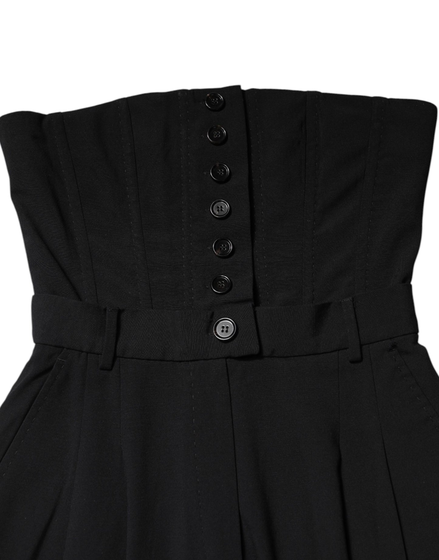 Dolce & Gabbana Black Wool Strapless Romper Jumpsuit Dress