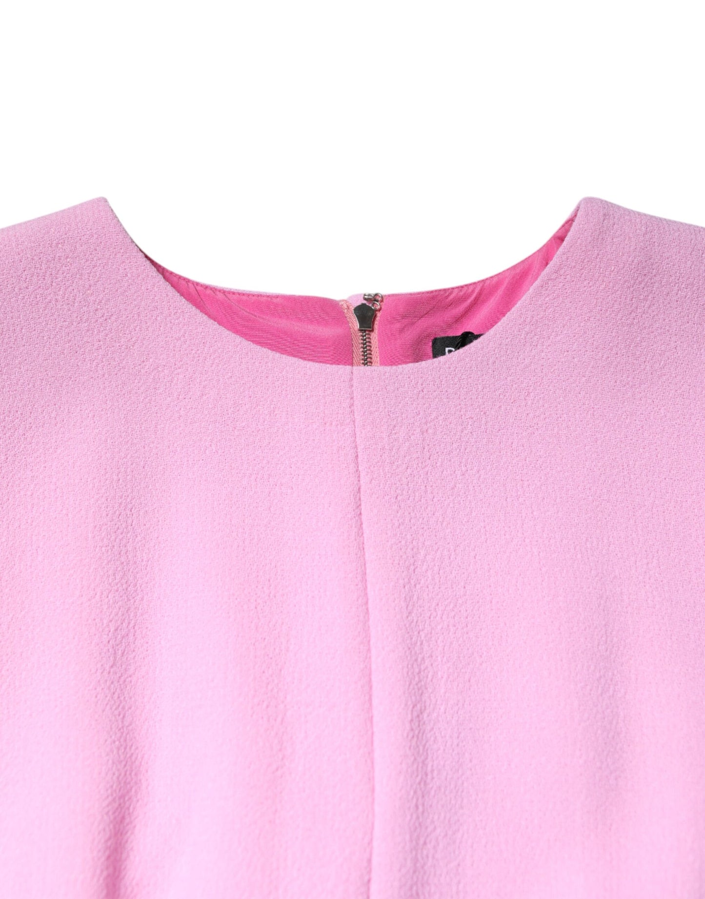 Pink Wool Sleeveless Sheath Midi Dress