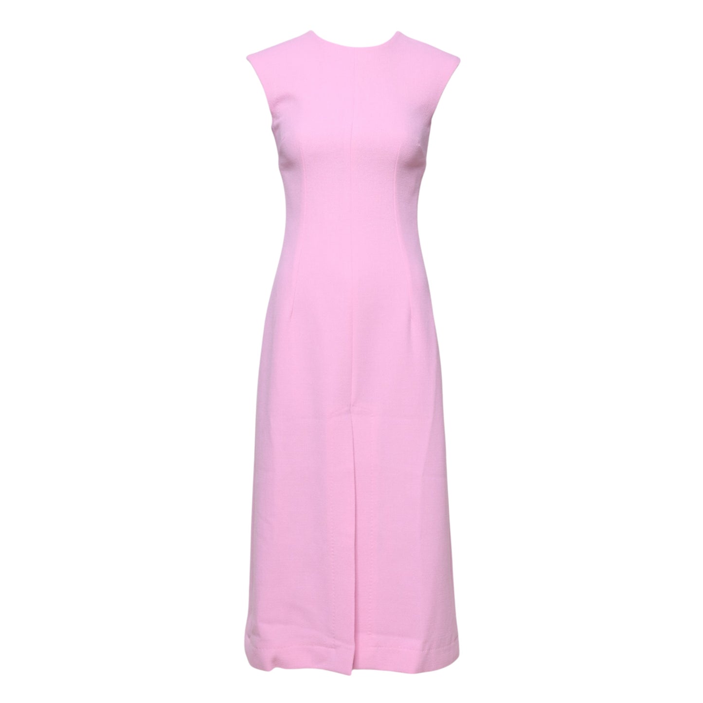 Pink Wool Sleeveless Sheath Midi Dress