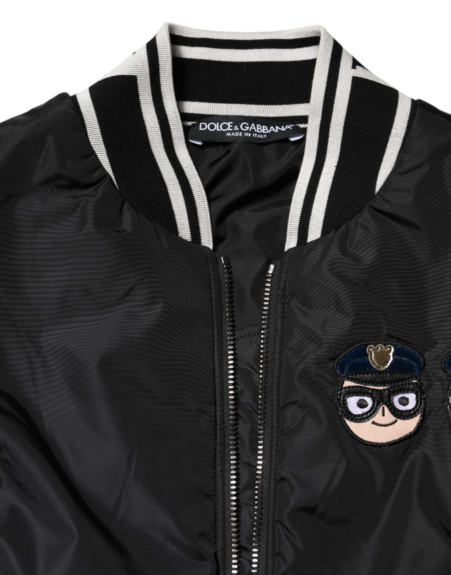 Dolce & Gabbana Black Nylon #DGFamily Full Zip Bomber Jacket