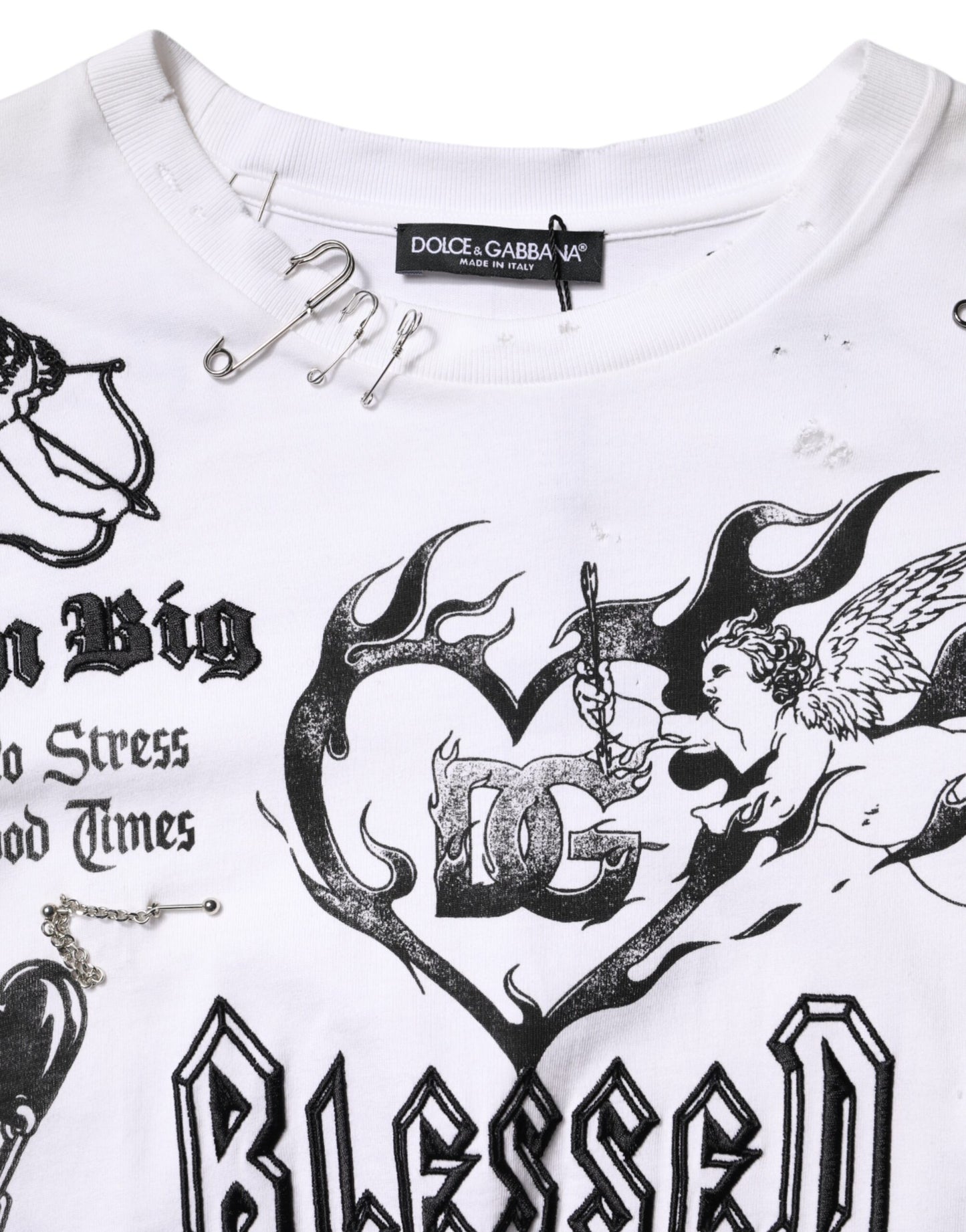 White Cotton DG BLESSED Printed T-shirt