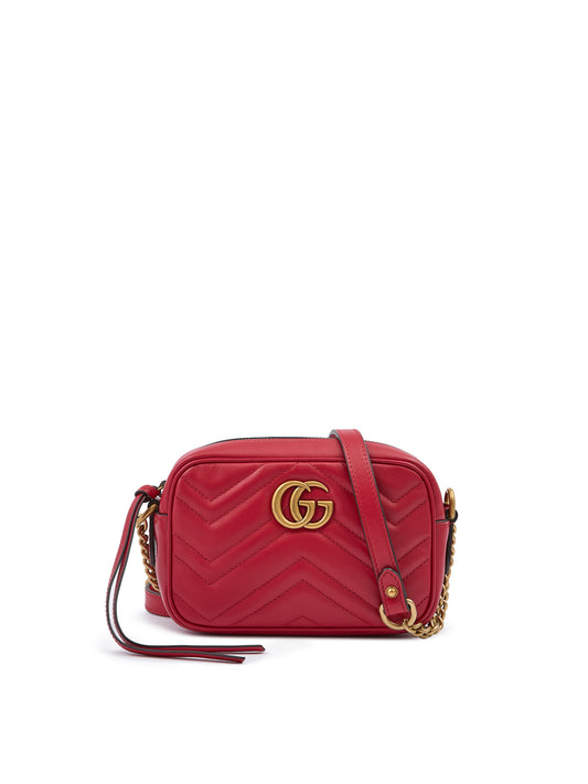 Red Leather GG Marmont Camera Bag