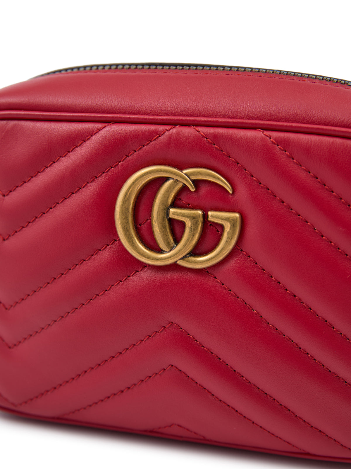Red Leather GG Marmont Camera Bag
