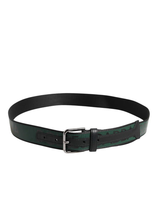 Dolce & Gabbana Green Black Polyester DG Logo Buckle Belt