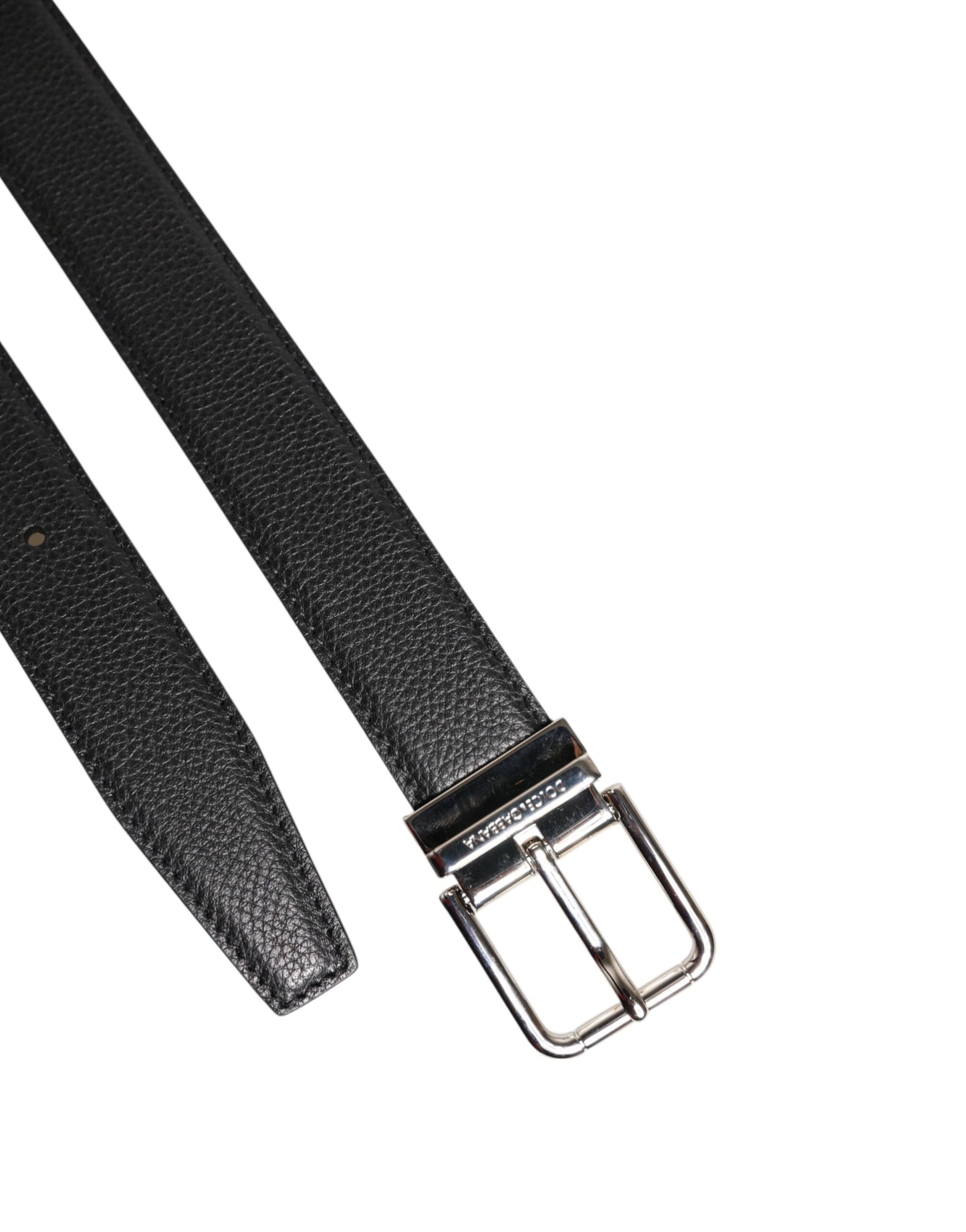 Black Calf Leather Classic Metal Buckle Belt