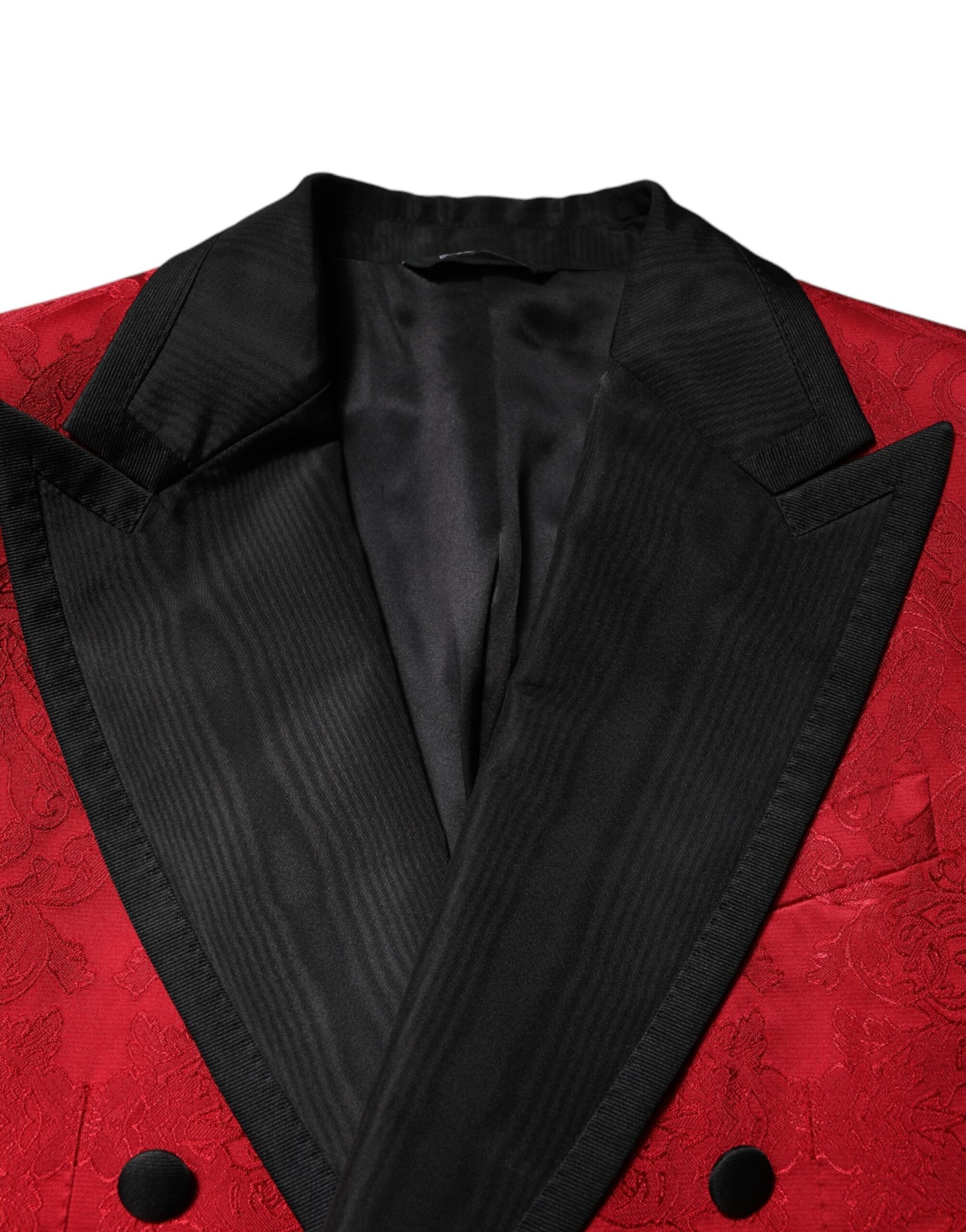 Red Floral Jacquard Double Breasted 2 Pc Suit