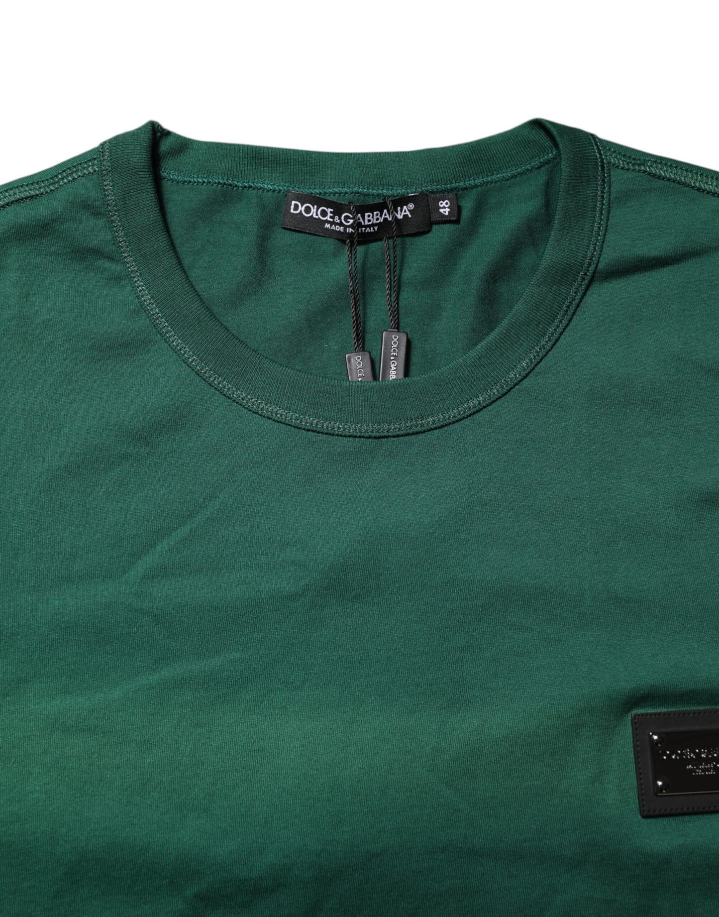 Green Cotton DG Plaque Round Neck T-shirt