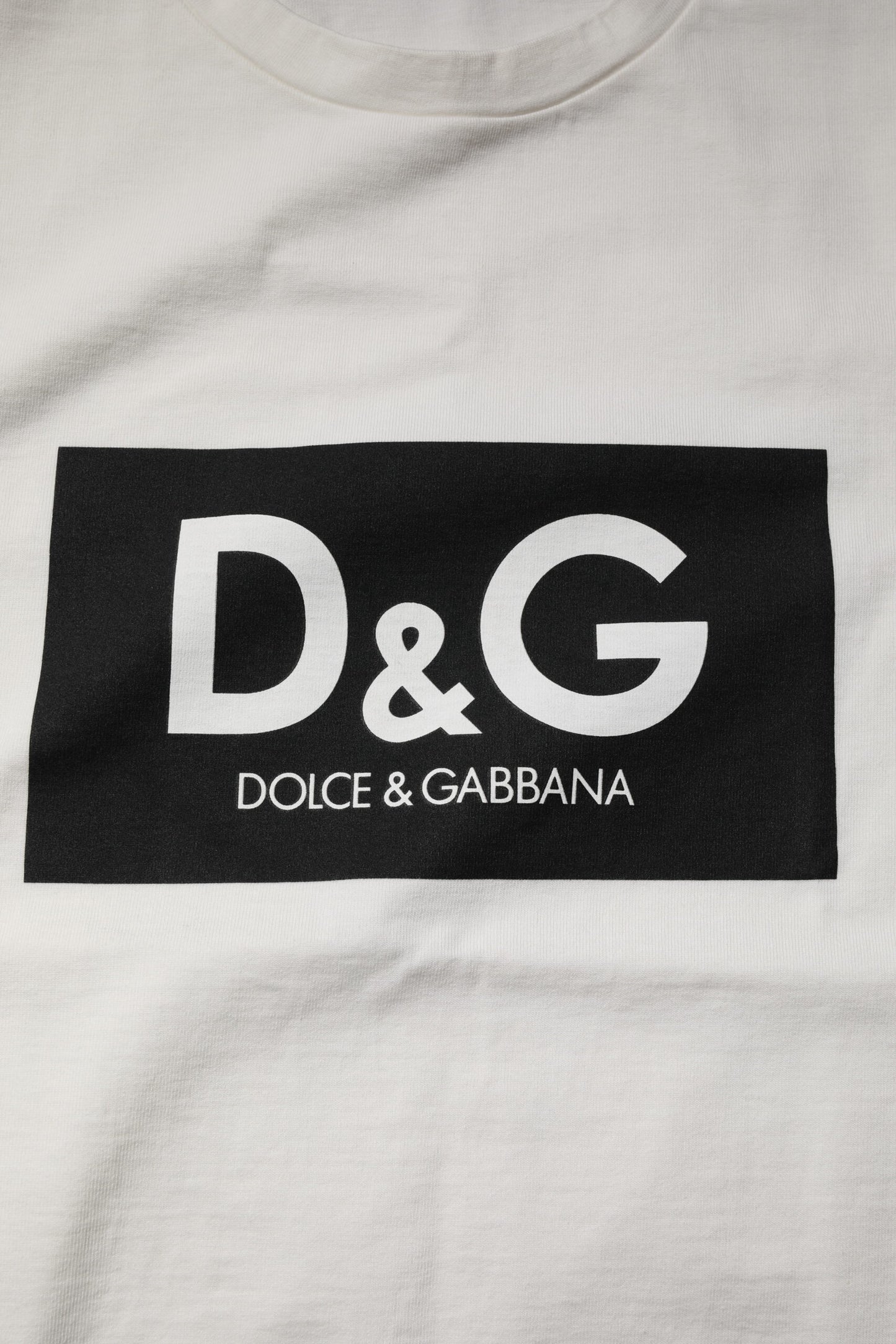Dolce & Gabbana White Cotton DG Logo Print Round Neck T-shirt