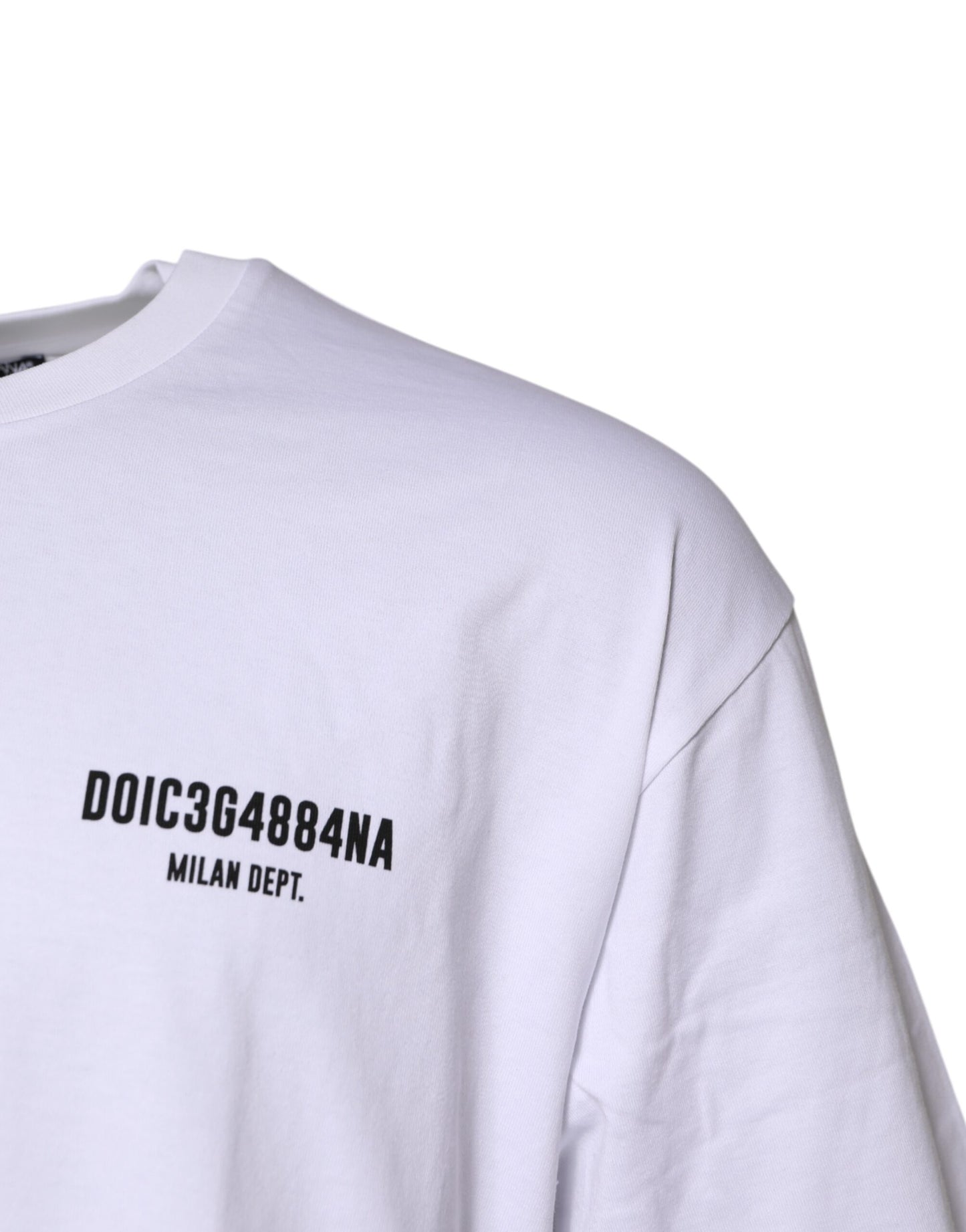 Dolce & Gabbana White Cotton Logo Print Crew Neck T-shirt