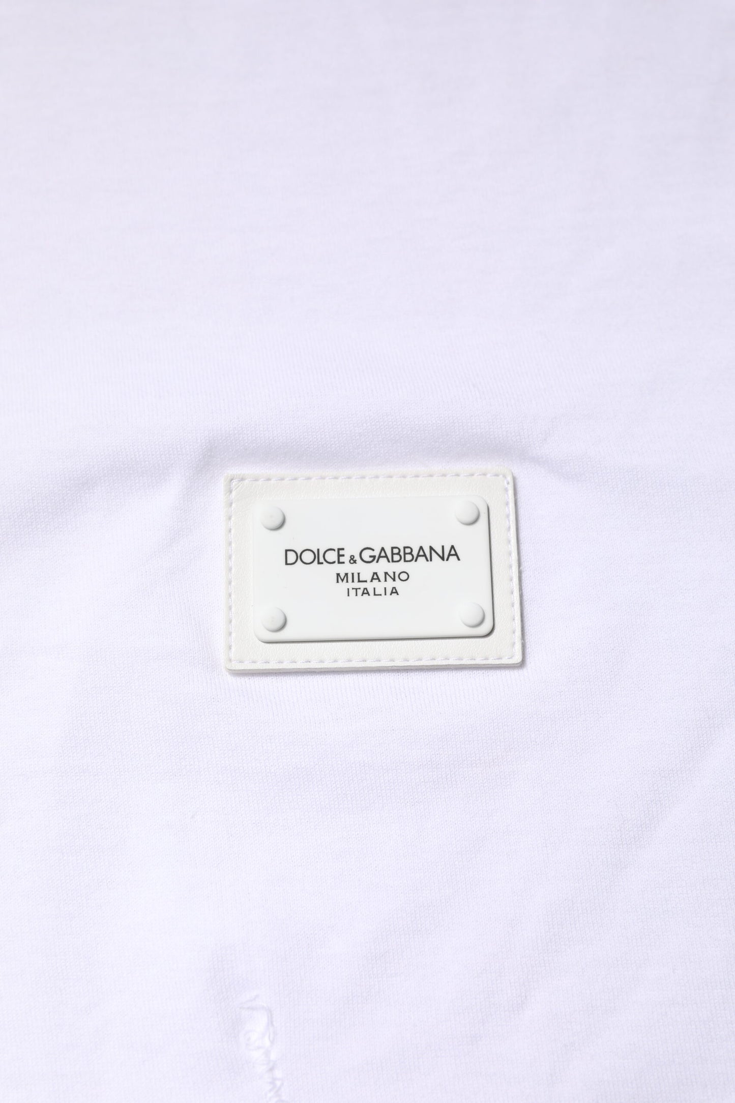 White Cotton Logo Plaque Round Neck T-shirt
