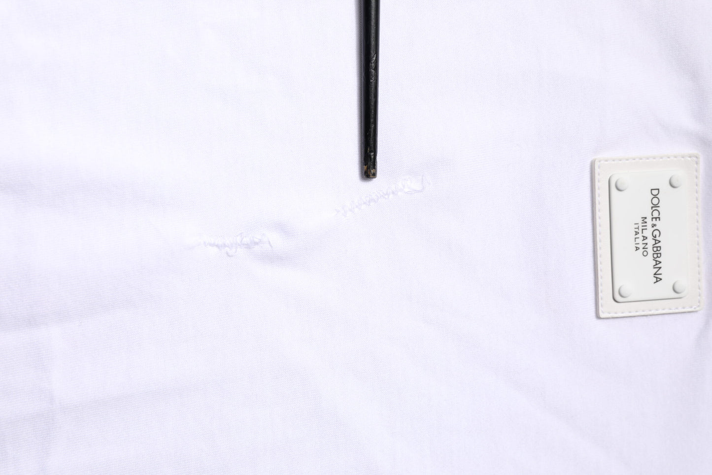 White Cotton Logo Plaque Round Neck T-shirt