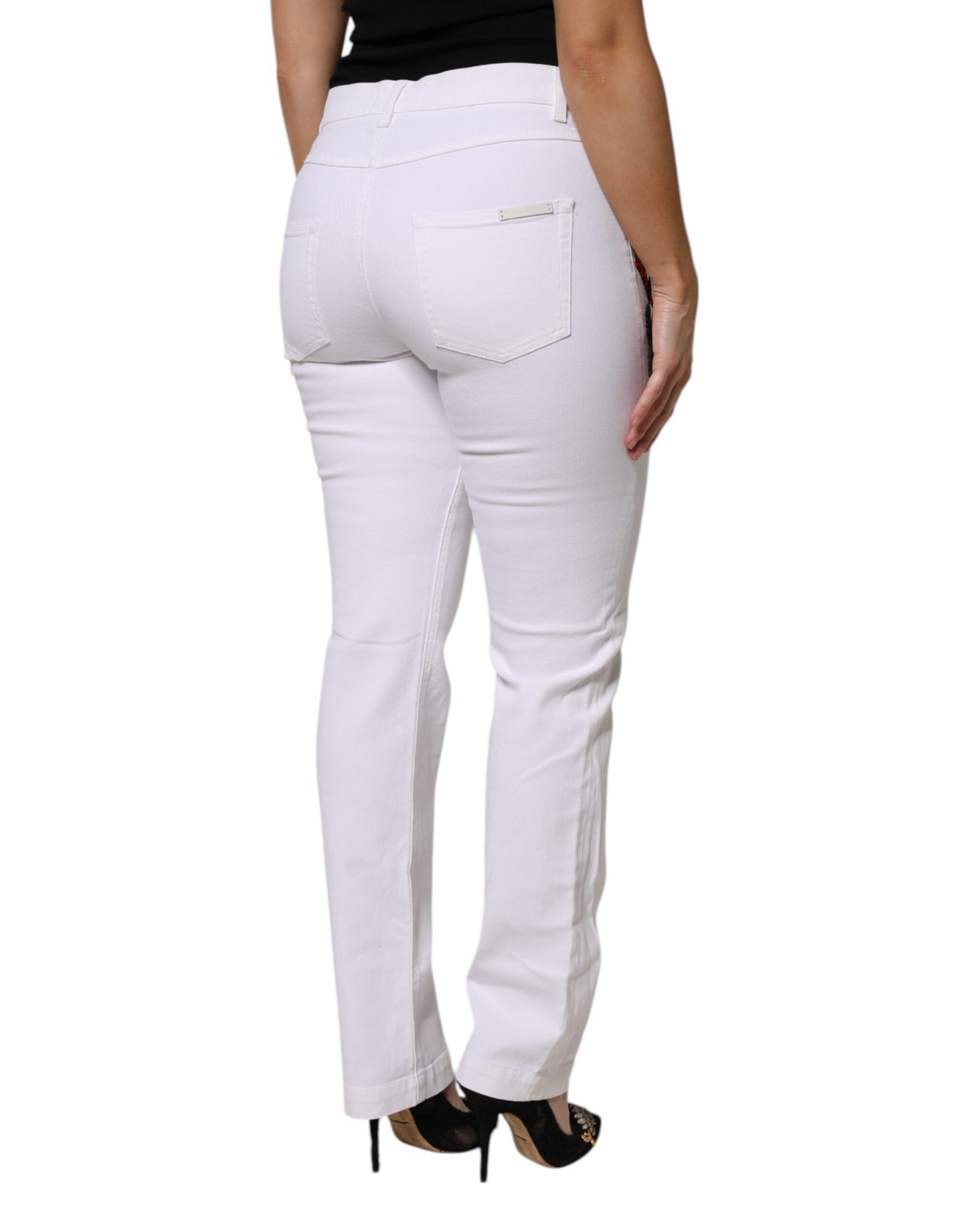 Dolce & Gabbana White Floral Sequined GIRLY Denim Jeans