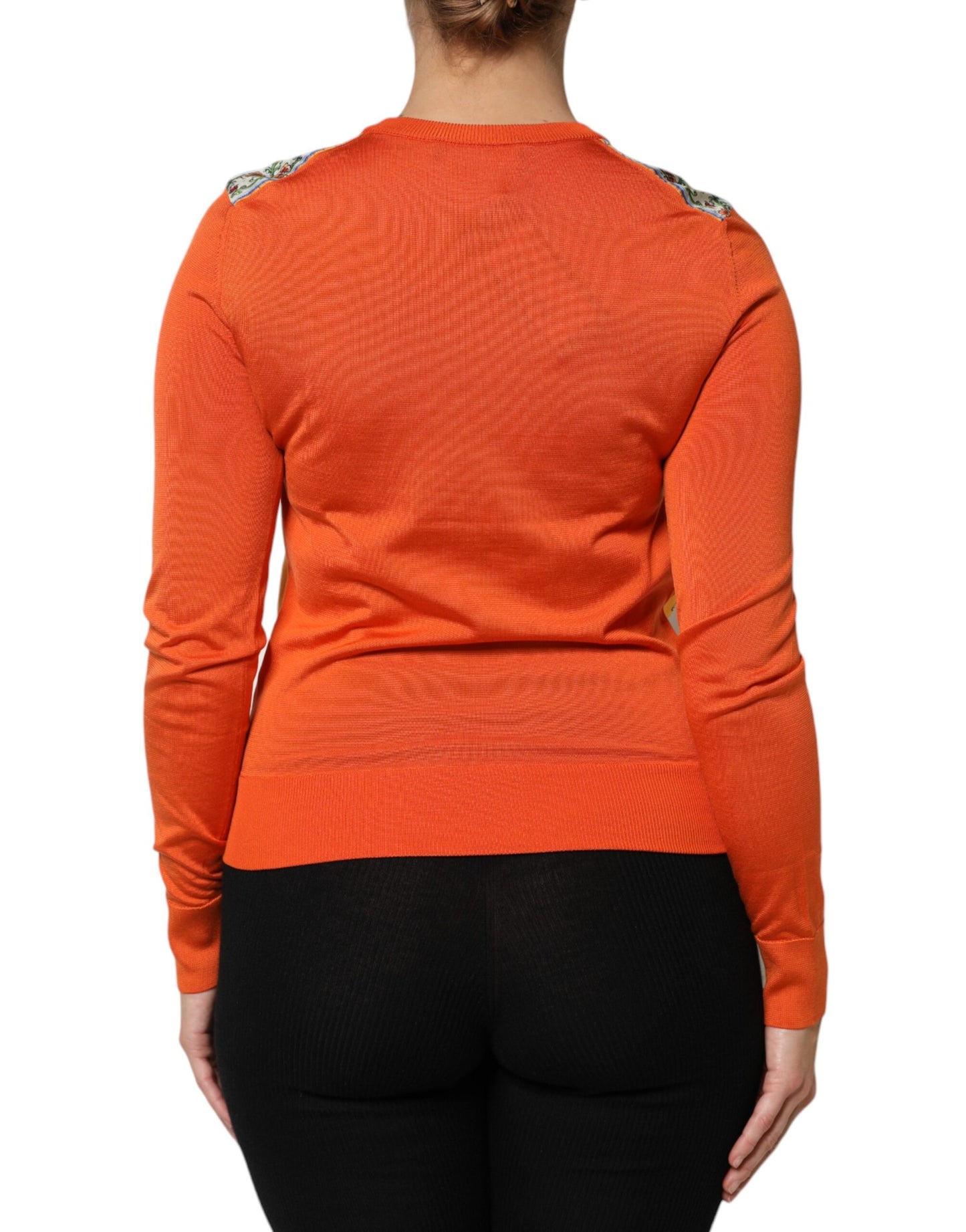 Orange Cannoli Sicilian Silk Crew Neck Top