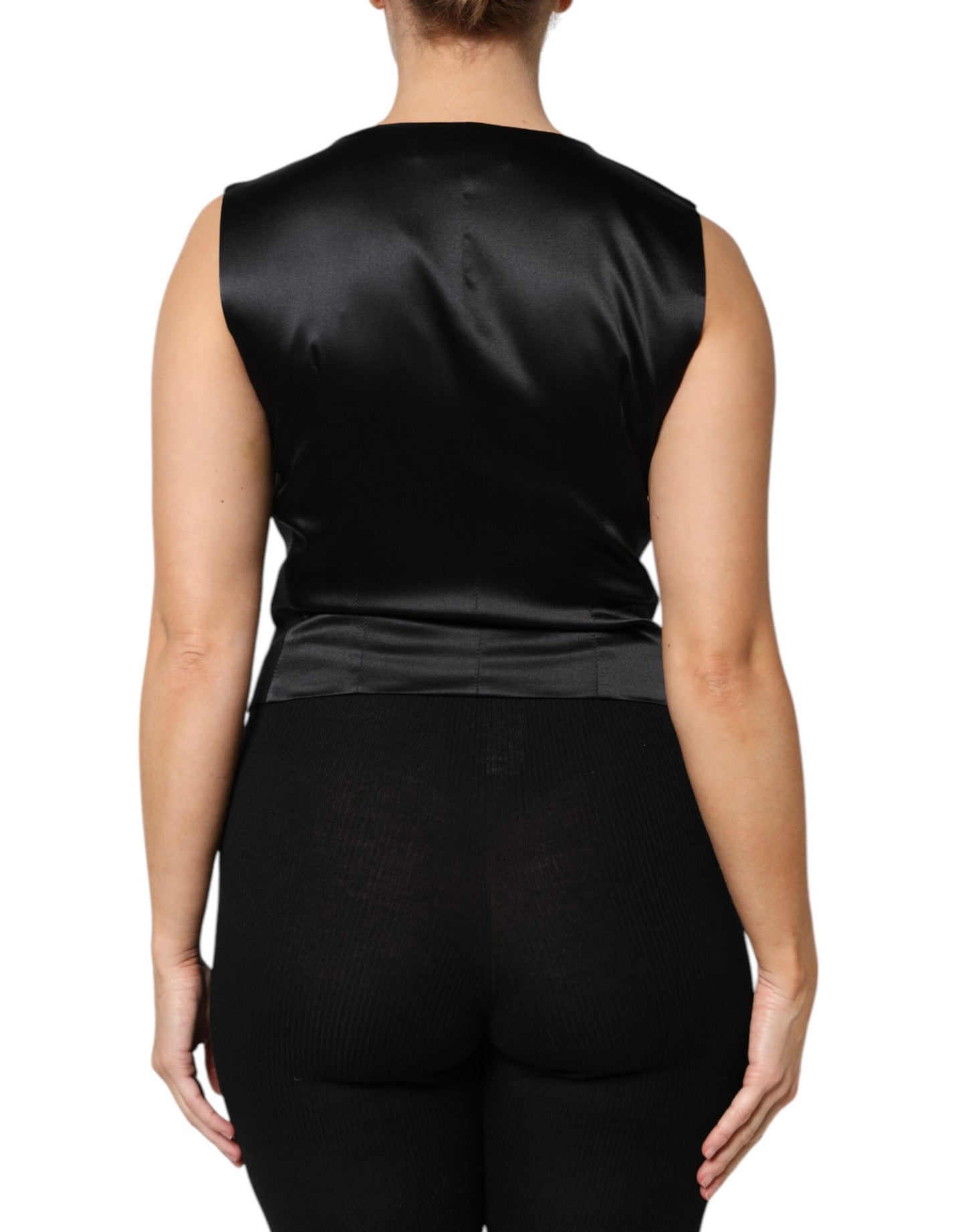 Black Wool Sleeveless Vest Waistcoat Top