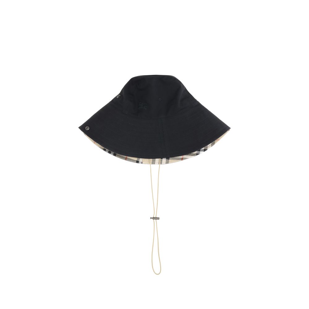 Check brim gabardine Bucket Hat