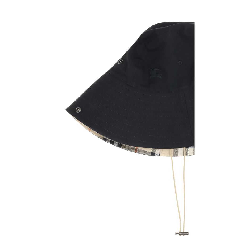 Check brim gabardine Bucket Hat