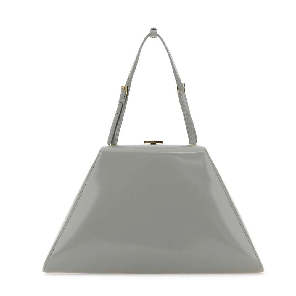 Gray Leather Handbag