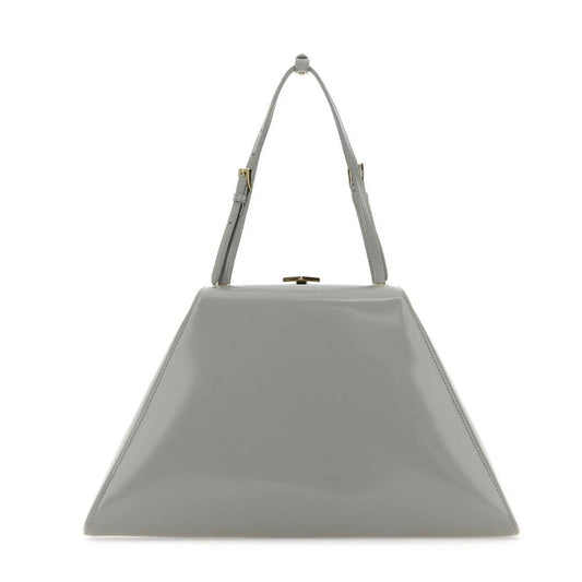 Gray Leather Handbag