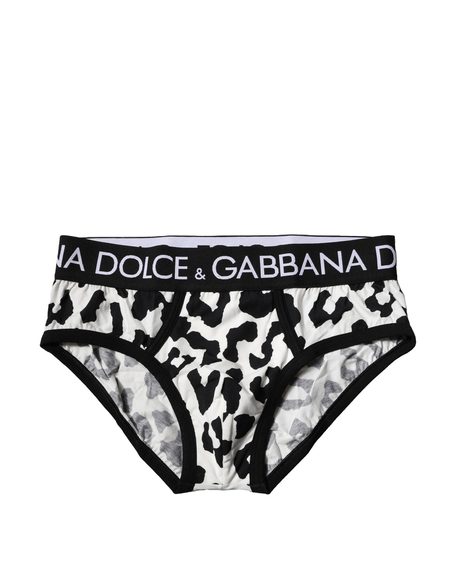 Black White Cotton Leopard Men Brief Underwear