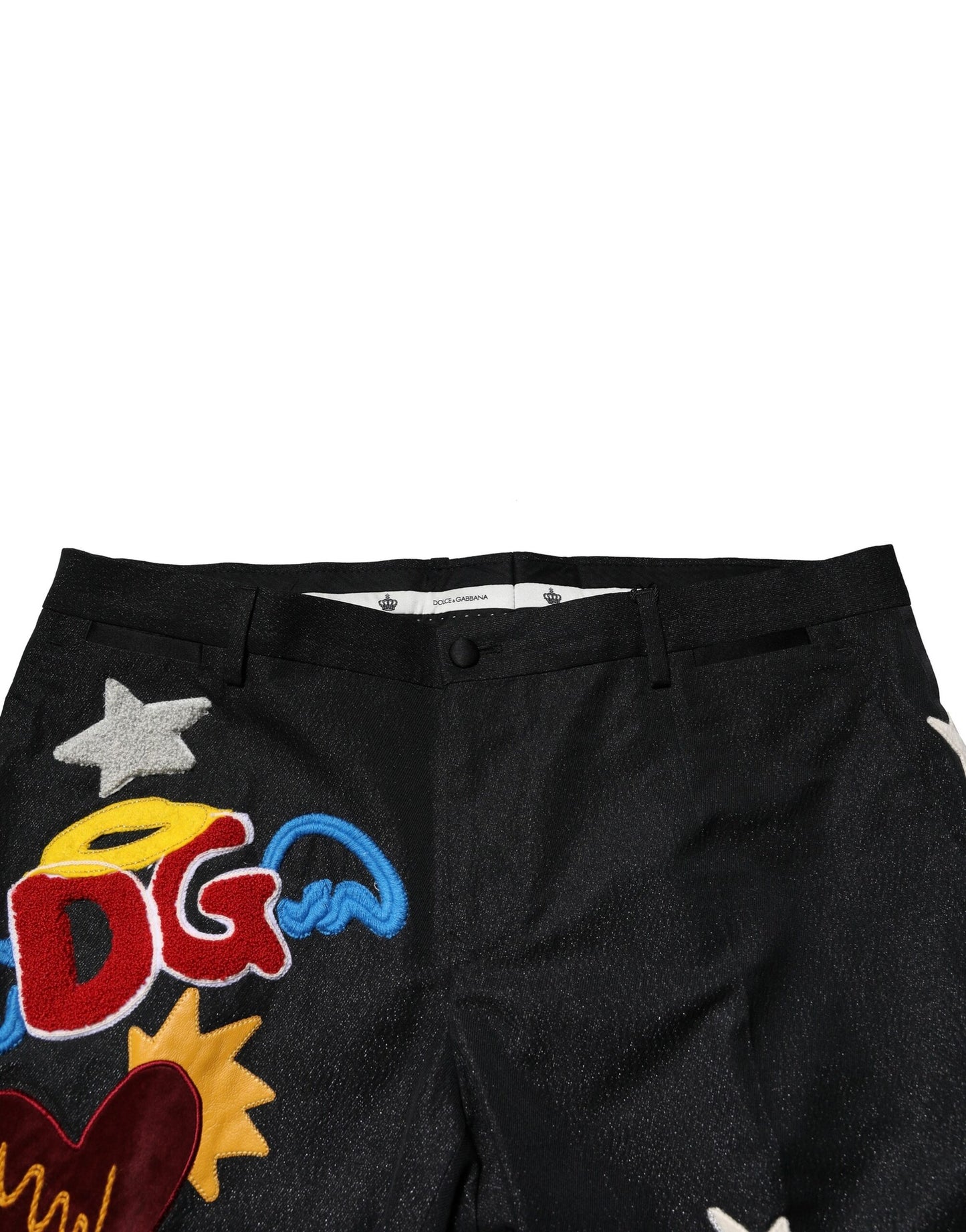 Dolce & Gabbana Black Graphic Embroidery Men Pants
