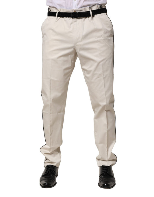 Dolce & Gabbana White Cotton Dress Slim Formal Pants