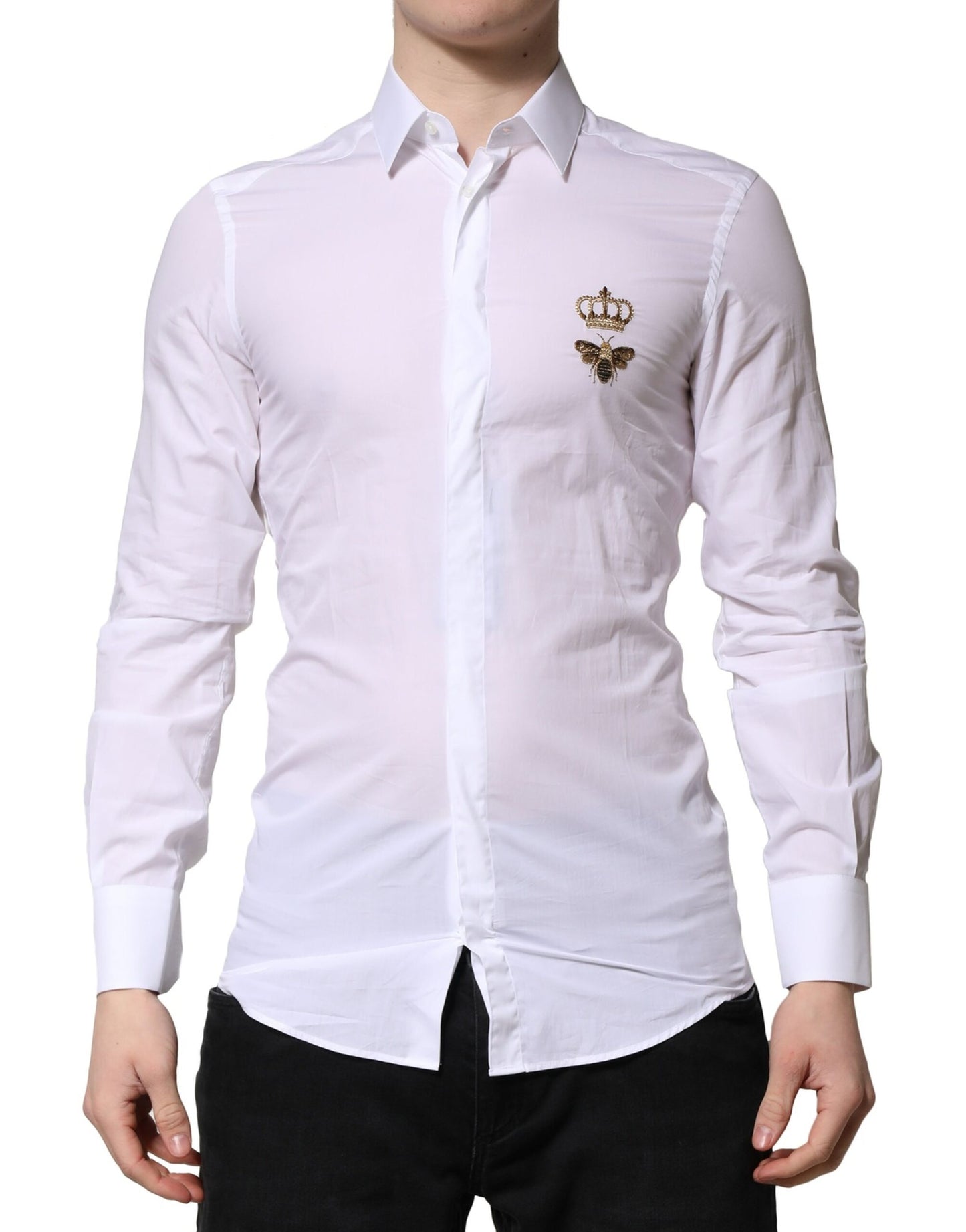White GOLD Crown Bee Men Dress Formal Shirt