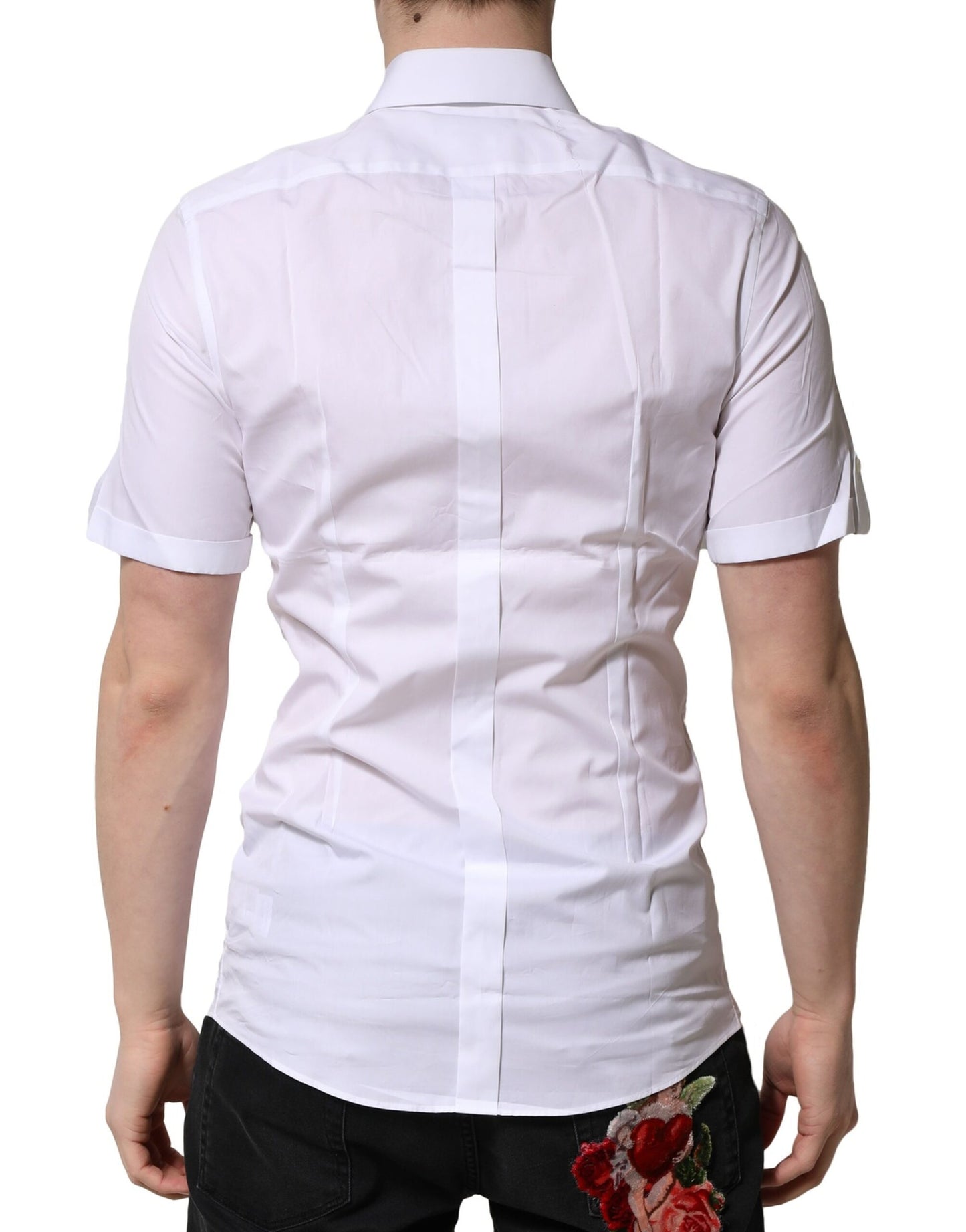 White Cotton GOLD Short Sleeves Casual Shirt