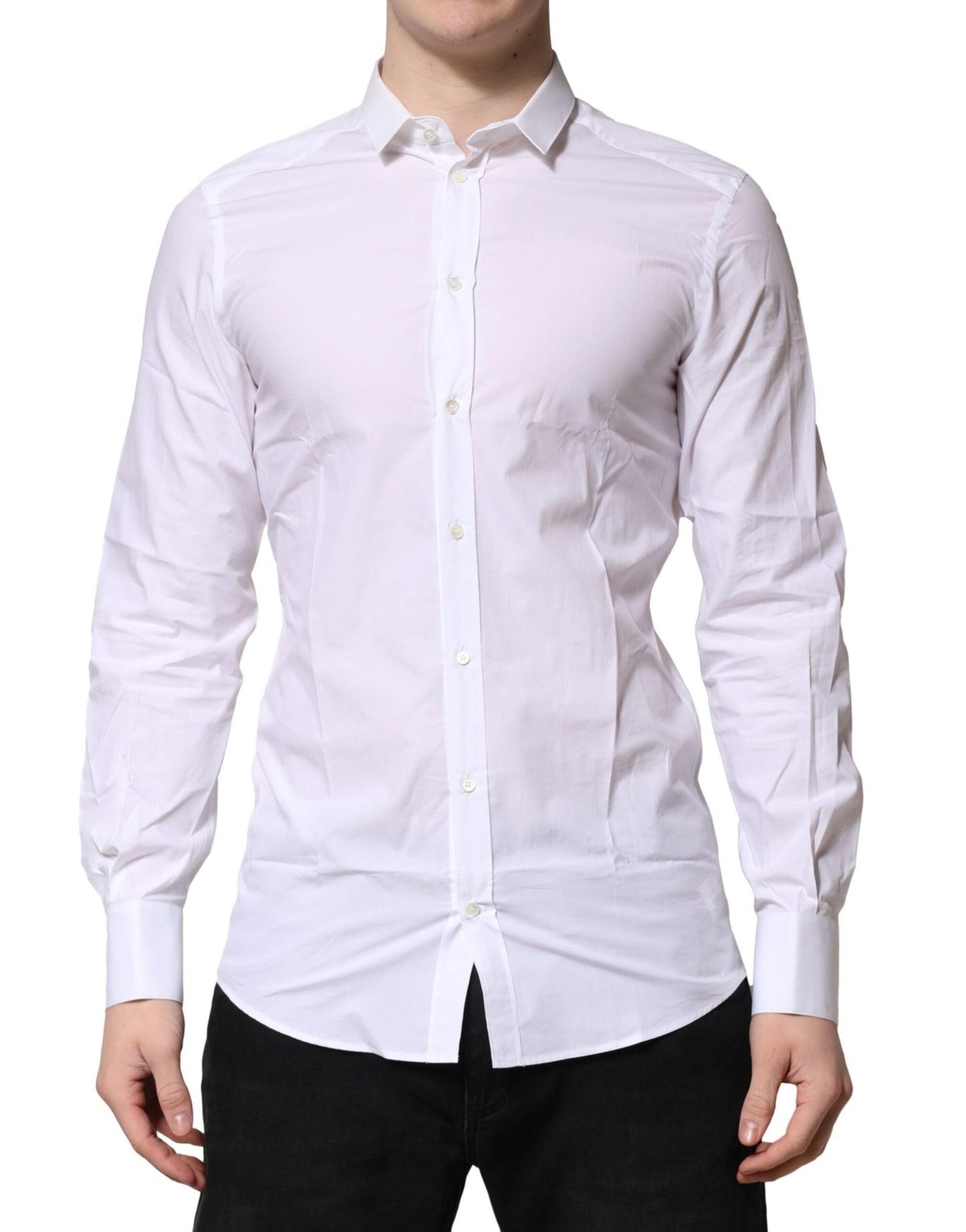 Dolce & Gabbana White GOLD Long Sleeves Dress Formal Shirt