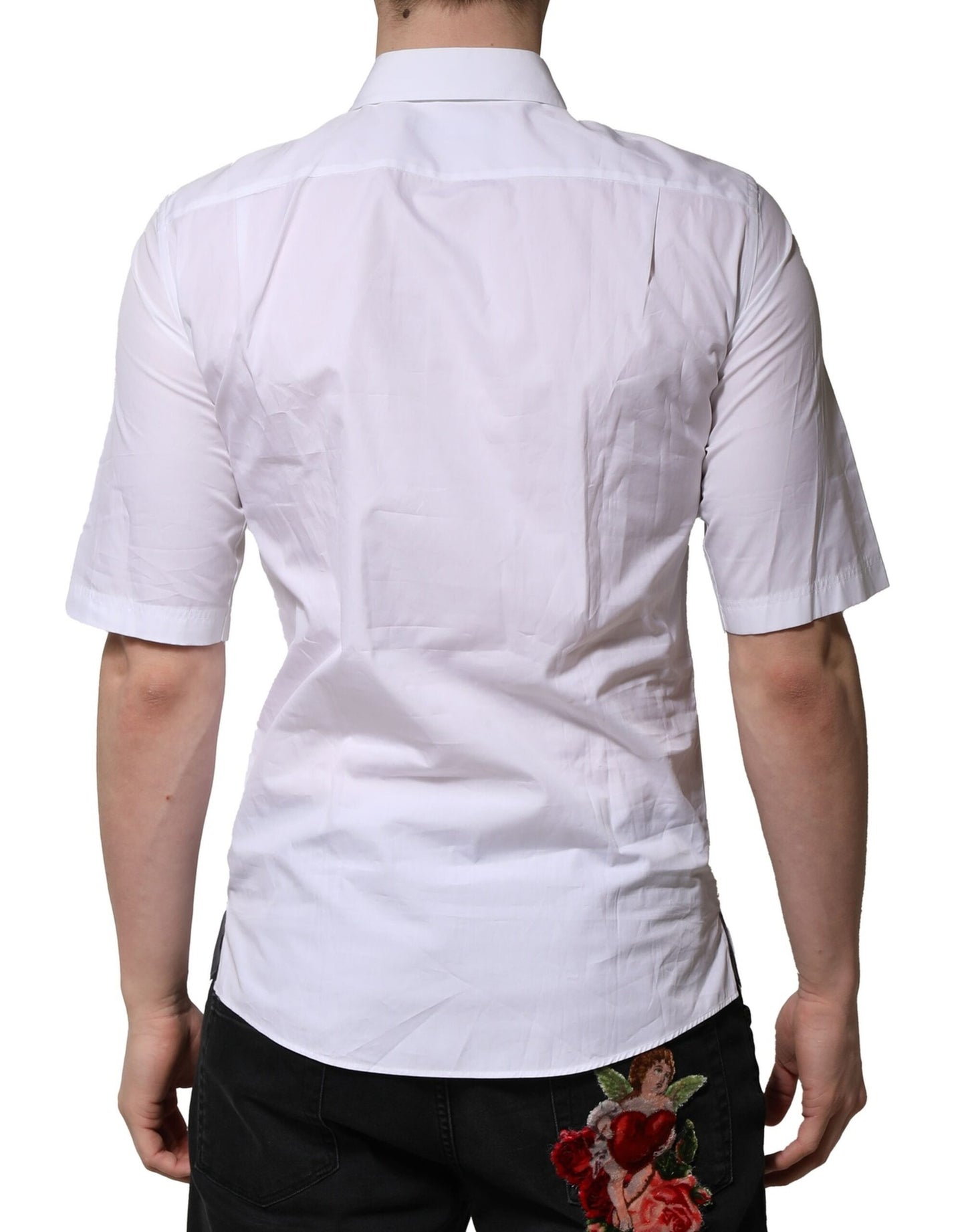Dolce & Gabbana White Cotton Short Sleeves Dress Formal Shirt