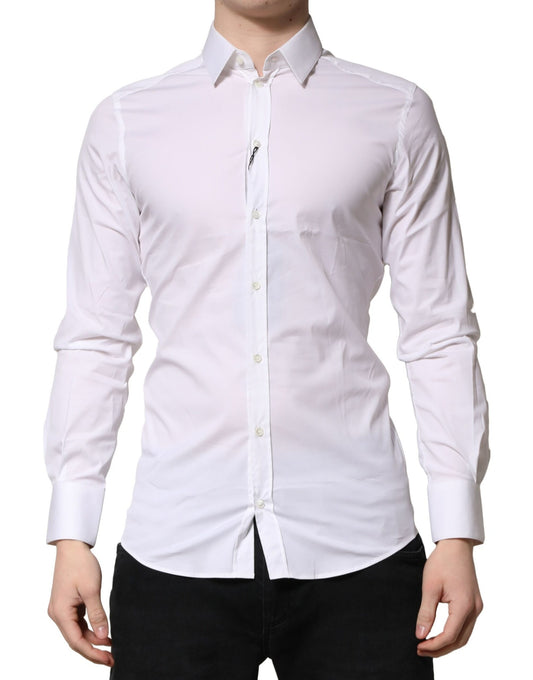 Dolce & Gabbana White GOLD Long Sleeves Dress Formal Shirt
