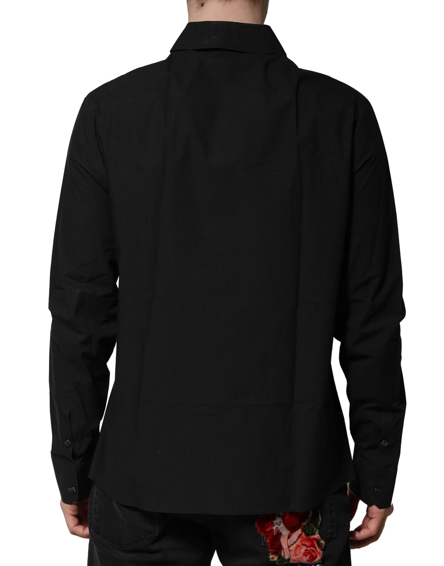 Black Cotton Long Sleeve Dress Formal Shirt