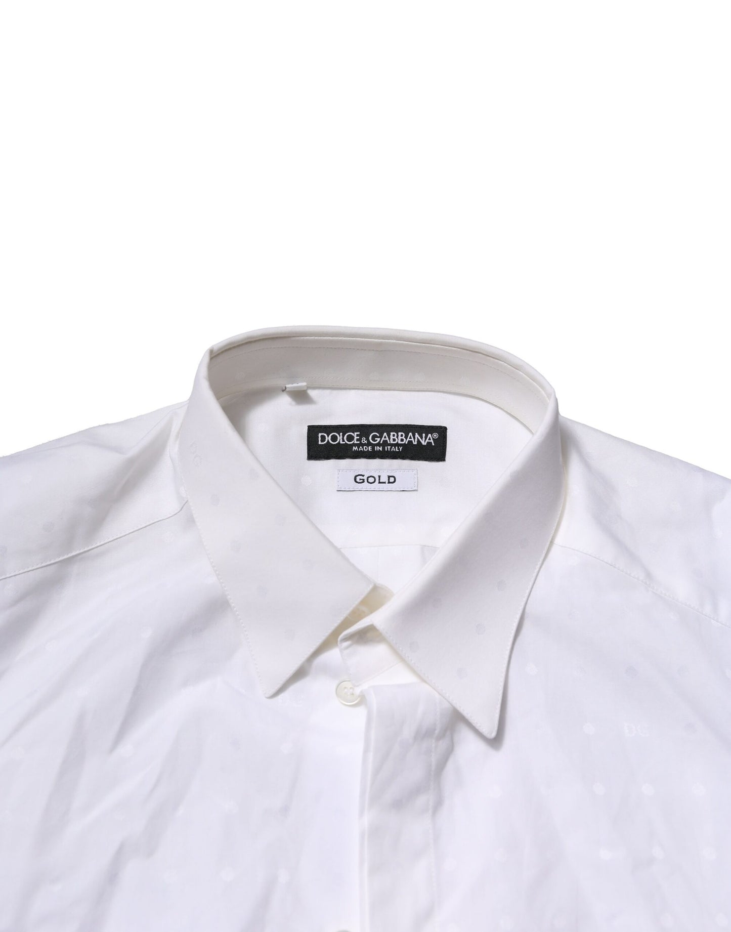 Dolce & Gabbana White GOLD Long Sleeves Dress Men Formal Shirt
