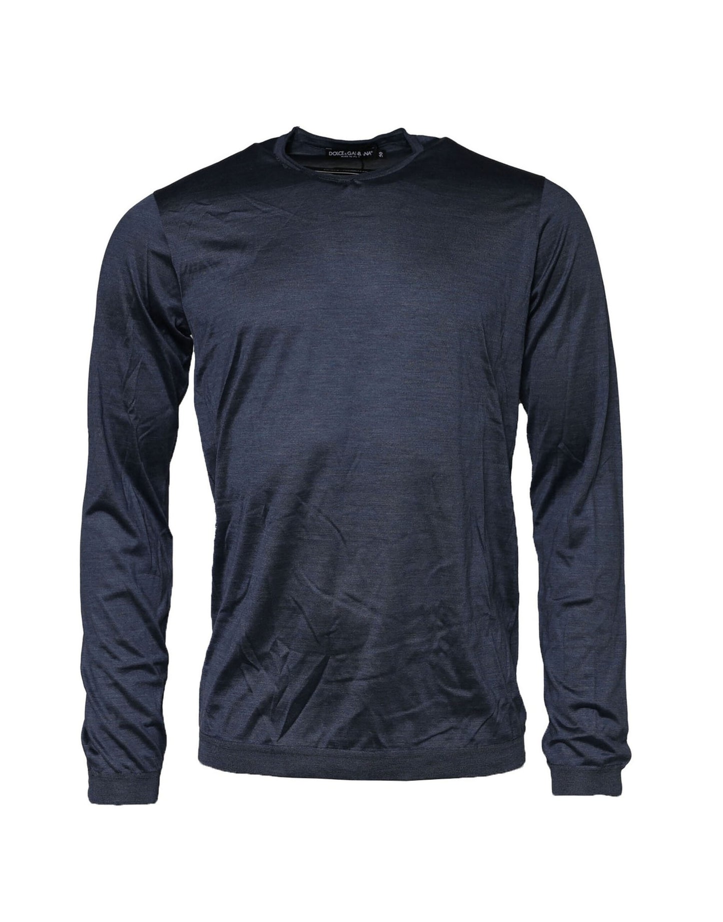 Dark Blue Silk Crew Neck Sweatshirt Sweater