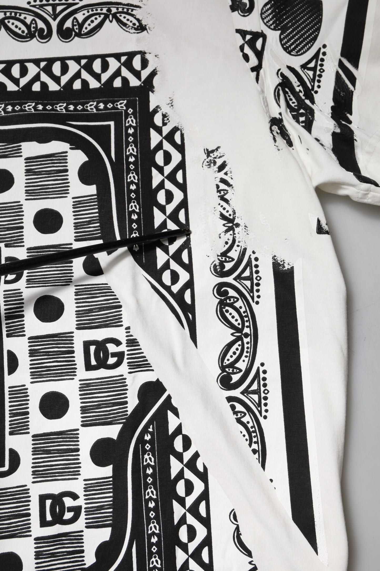 Dolce & Gabbana White Bandana Cotton Men Crew Neck T-shirt