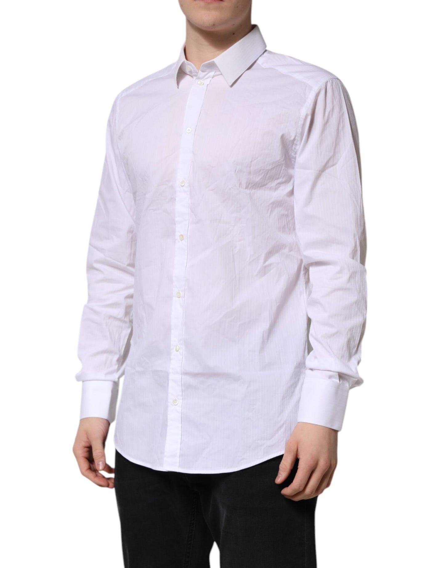 White Cotton GOLD Long Sleeves Formal Shirt