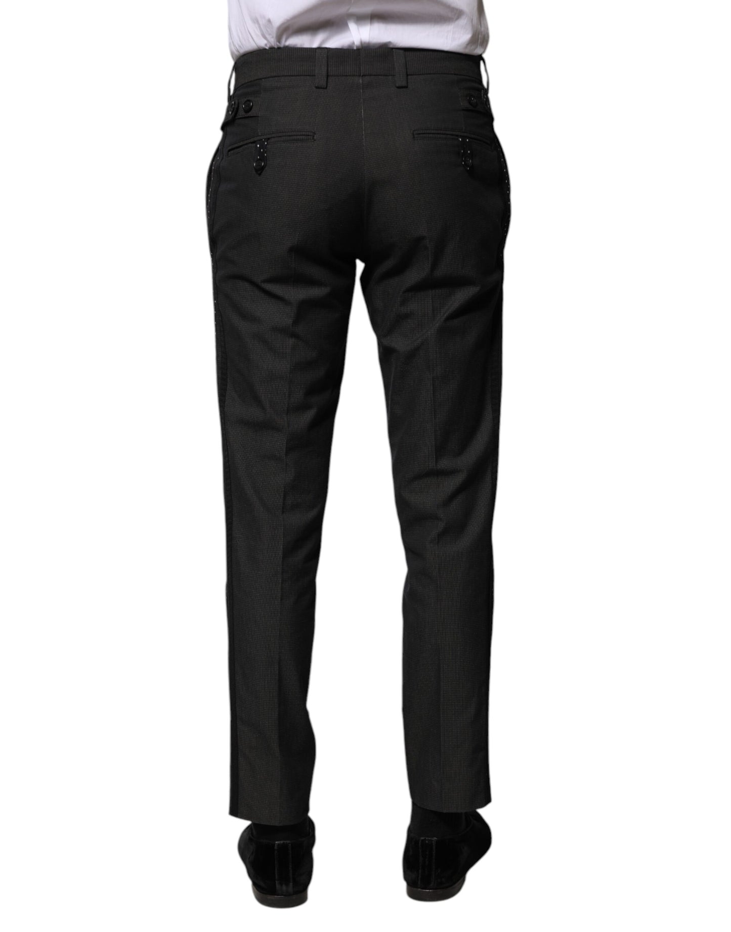 Dolce & Gabbana Gray Cotton Patterned Formal Pants